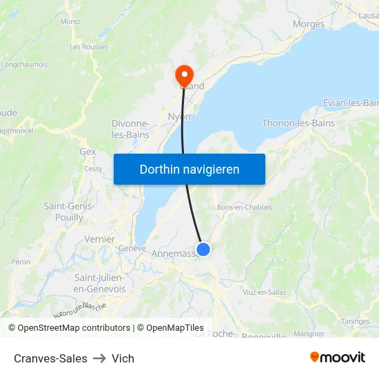 Cranves-Sales to Vich map