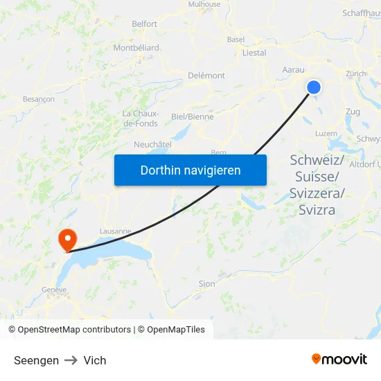 Seengen to Vich map