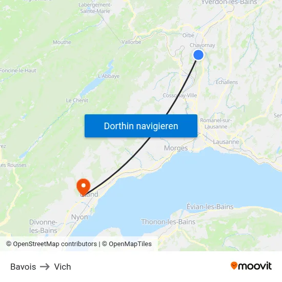 Bavois to Vich map