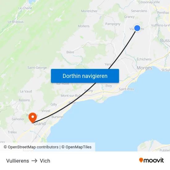 Vullierens to Vich map