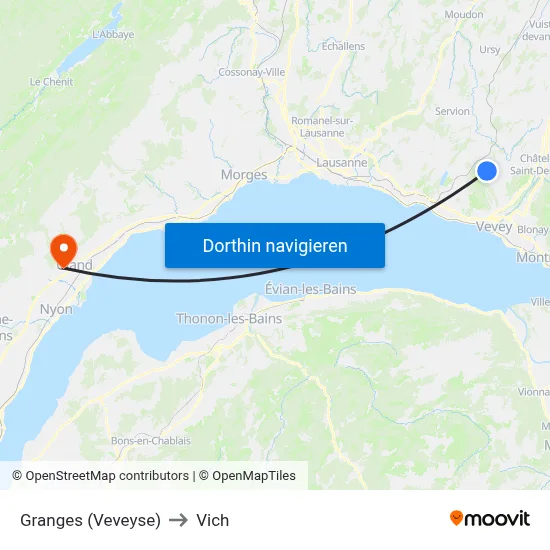 Granges (Veveyse) to Vich map