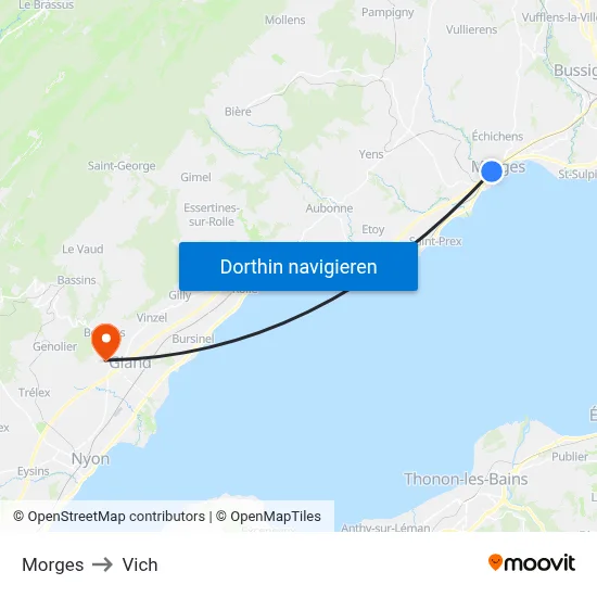 Morges to Vich map