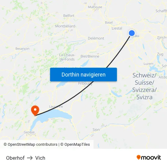 Oberhof to Vich map