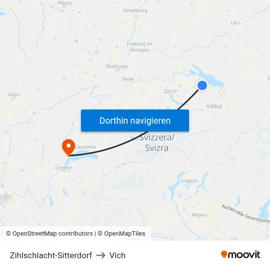 Zihlschlacht-Sitterdorf to Vich map