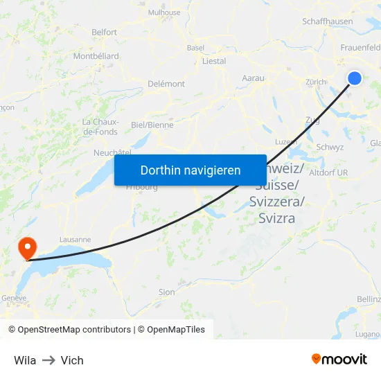 Wila to Vich map