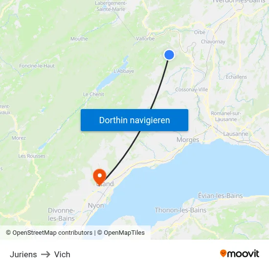 Juriens to Vich map