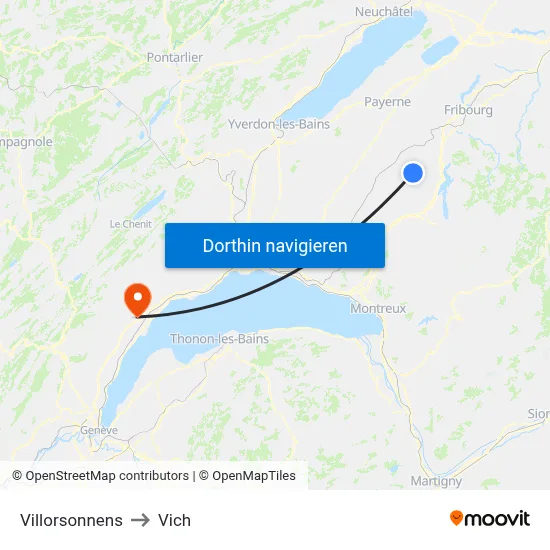 Villorsonnens to Vich map