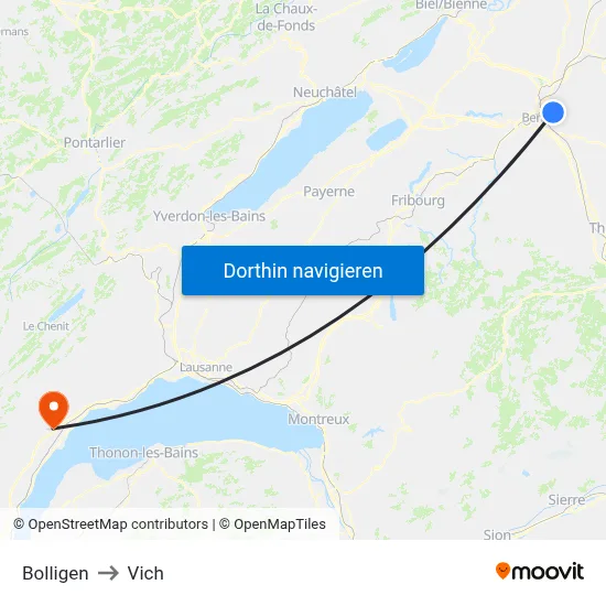 Bolligen to Vich map