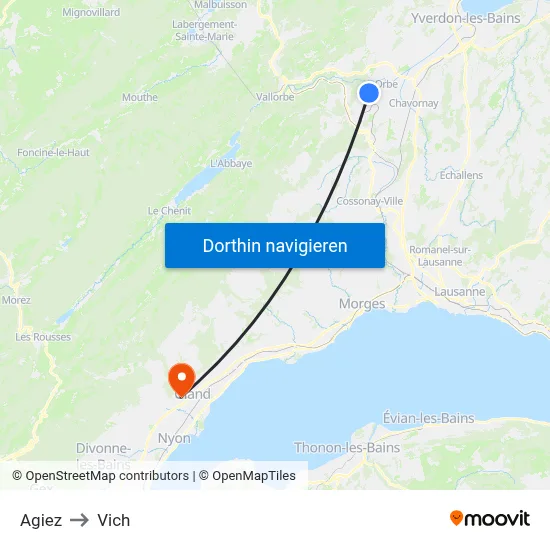 Agiez to Vich map