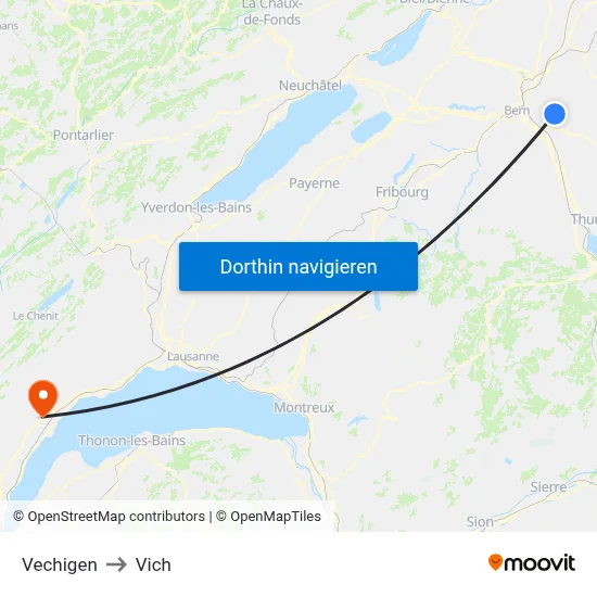 Vechigen to Vich map