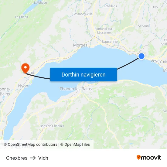 Chexbres to Vich map