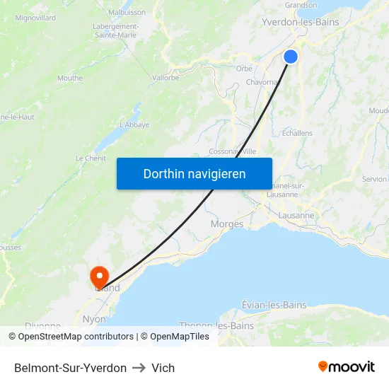Belmont-Sur-Yverdon to Vich map