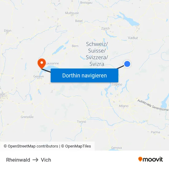 Rheinwald to Vich map