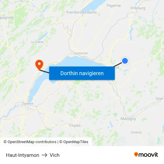 Haut-Intyamon to Vich map