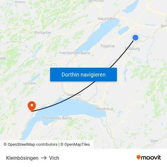 Kleinbösingen to Vich map