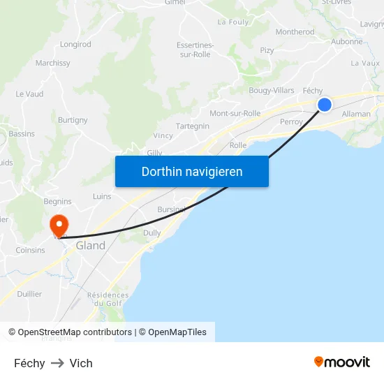 Féchy to Vich map