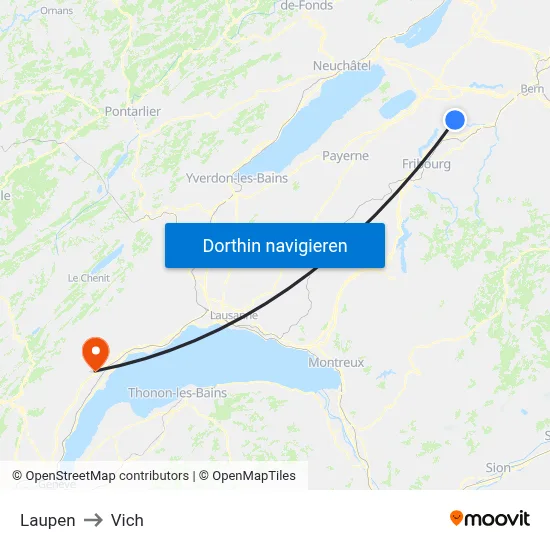 Laupen to Vich map