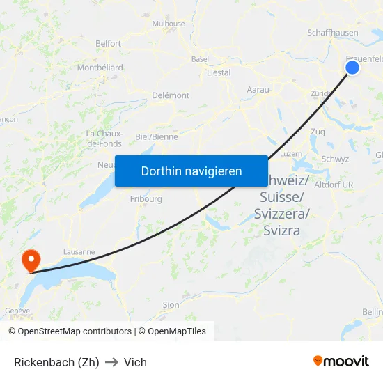 Rickenbach (Zh) to Vich map