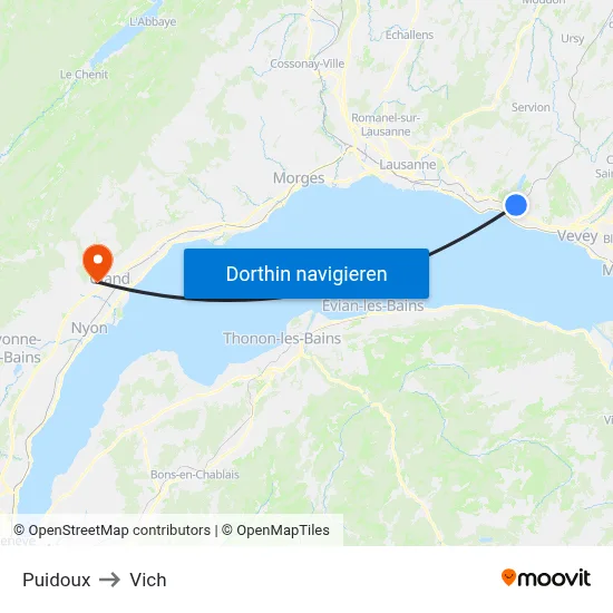 Puidoux to Vich map