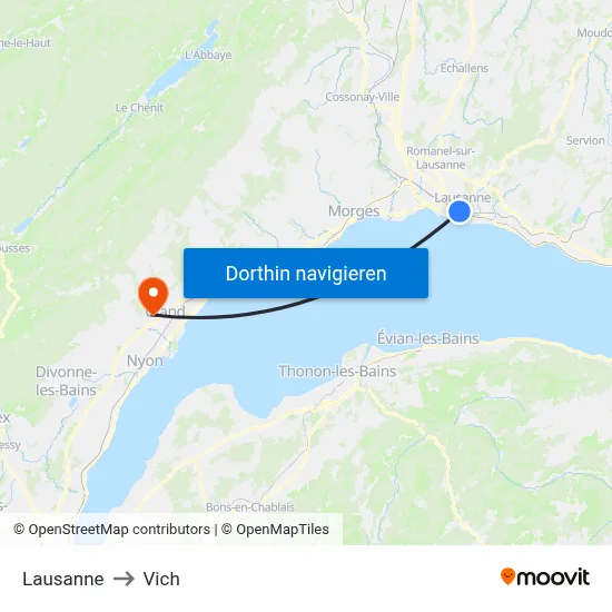 Lausanne to Vich map