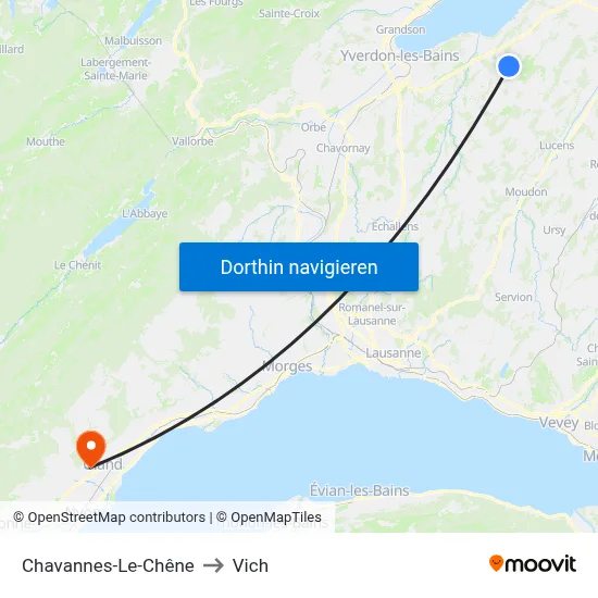 Chavannes-Le-Chêne to Vich map