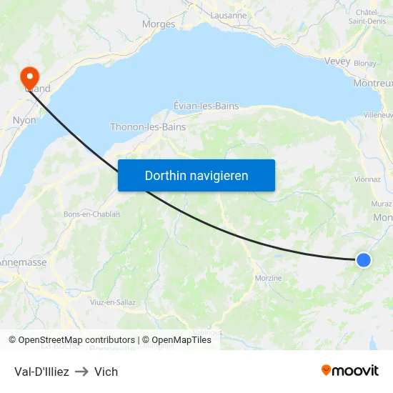 Val-D'Illiez to Vich map