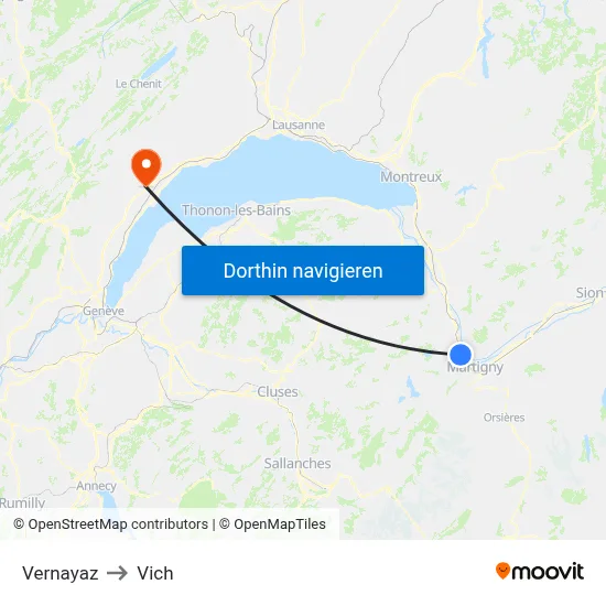 Vernayaz to Vich map