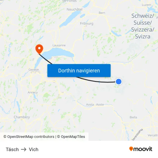 Täsch to Vich map