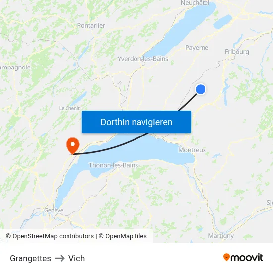 Grangettes to Vich map
