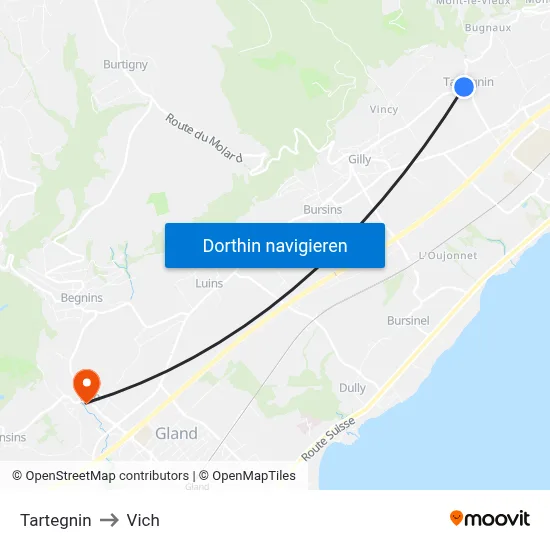 Tartegnin to Vich map