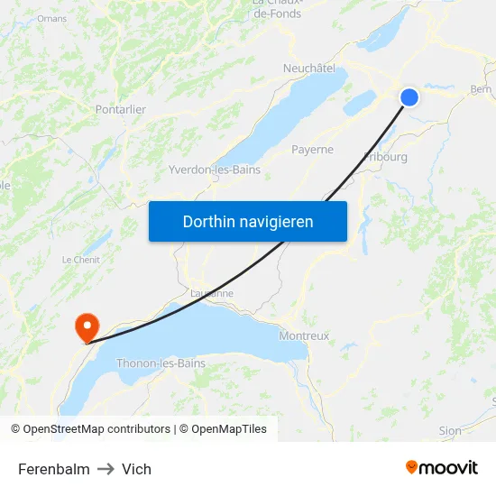 Ferenbalm to Vich map
