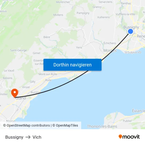 Bussigny to Vich map
