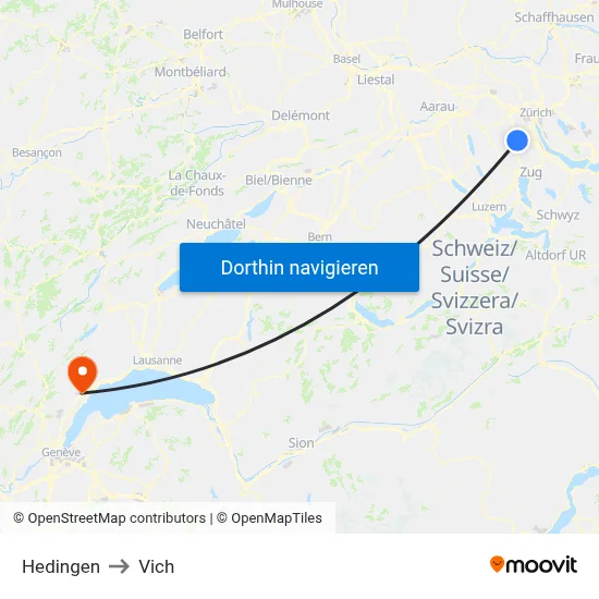 Hedingen to Vich map