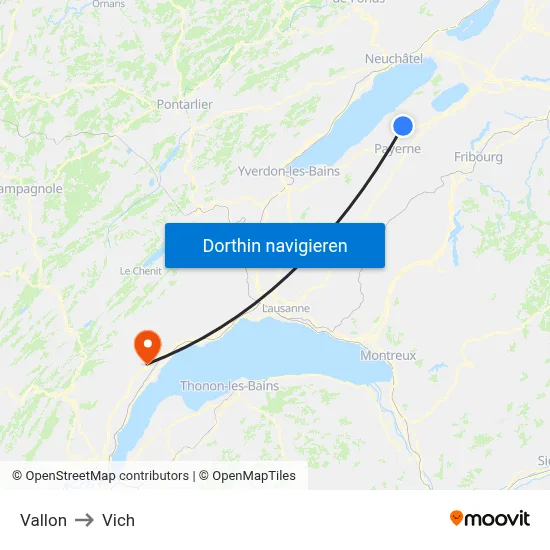 Vallon to Vich map