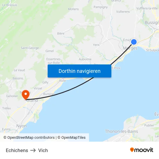 Echichens to Vich map