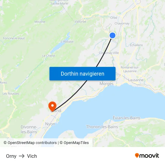 Orny to Vich map