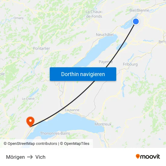 Mörigen to Vich map