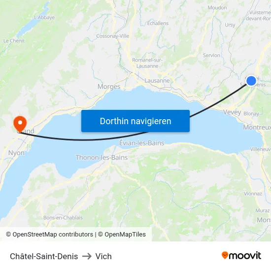 Châtel-Saint-Denis to Vich map