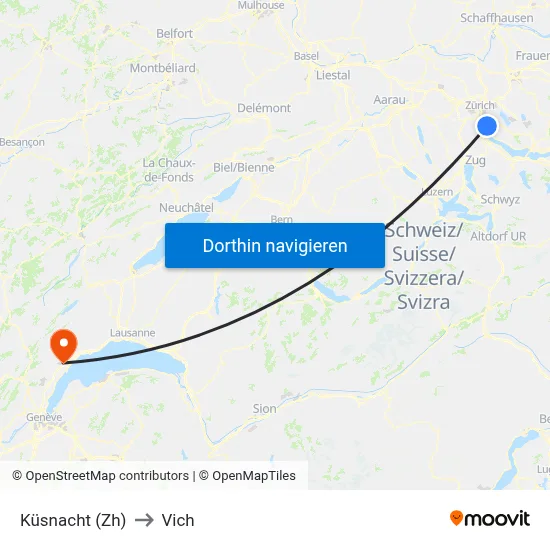 Küsnacht (Zh) to Vich map