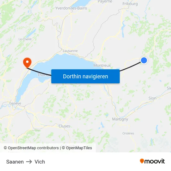 Saanen to Vich map