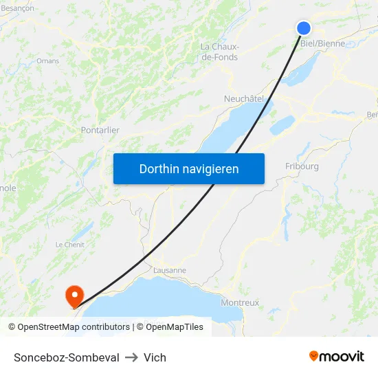 Sonceboz-Sombeval to Vich map