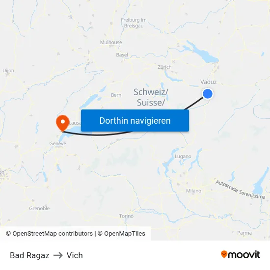 Bad Ragaz to Vich map