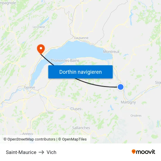 Saint-Maurice to Vich map