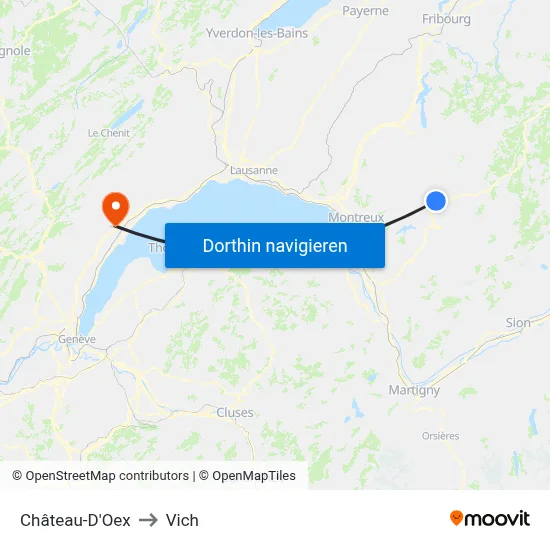 Château-D'Oex to Vich map