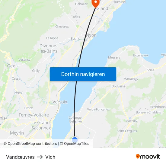 Vandœuvres to Vich map