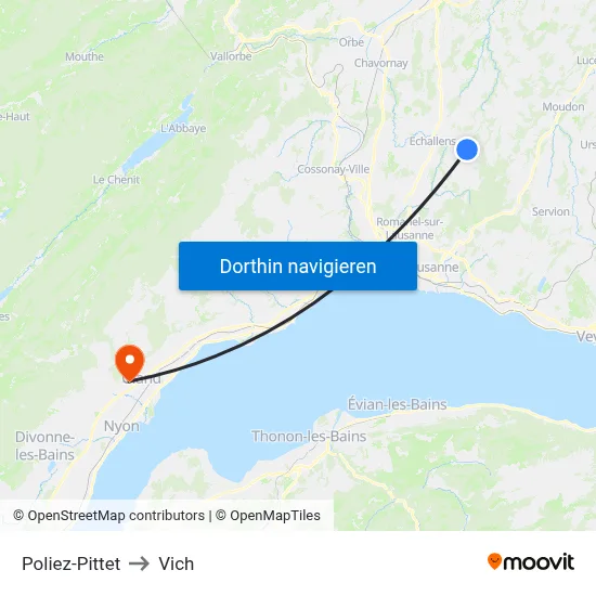 Poliez-Pittet to Vich map