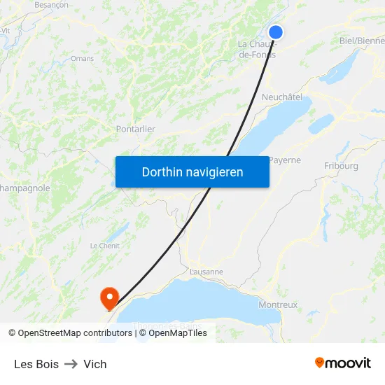 Les Bois to Vich map