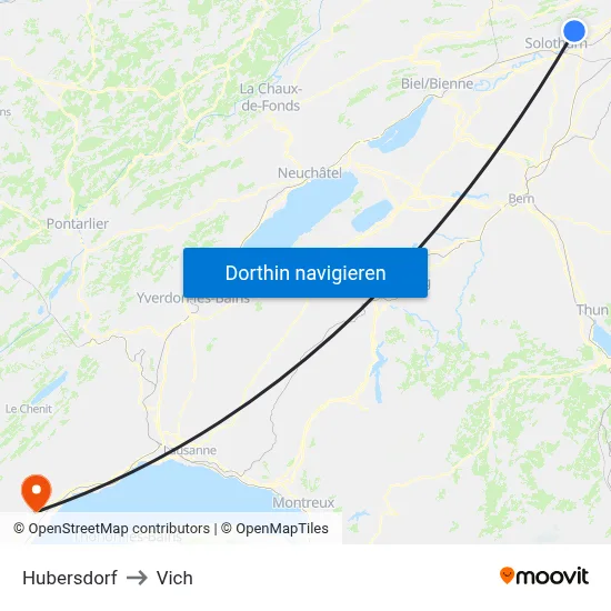 Hubersdorf to Vich map