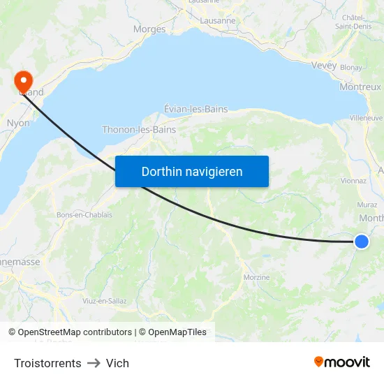 Troistorrents to Vich map