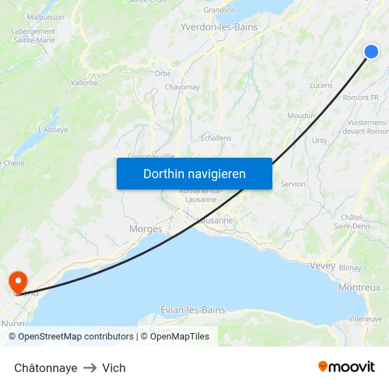Châtonnaye to Vich map
